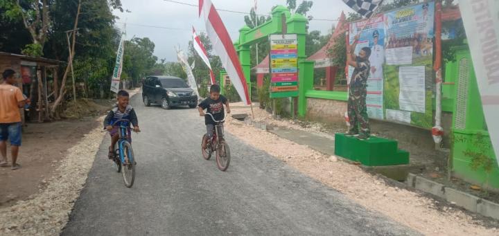 Sekarang Jalan TMMD Bojonegoro Jatimulyo Sudah Mulus, Anak-Anak Bisa Main Sepeda Dengan Santai